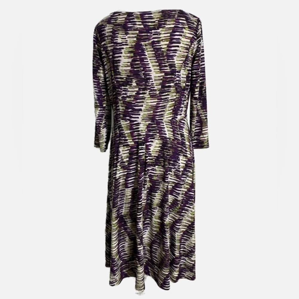 Kasper Purple, Green, Gray, and White Abstract Print ALTERED Midi Dress - Picture 2 of 15